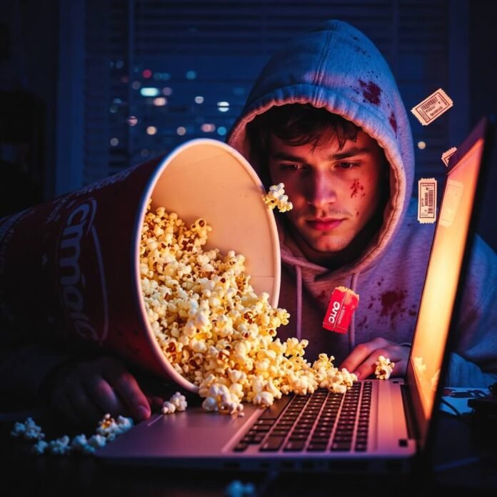 buttery kernels scattered across a glowing laptop keyboard buttery kernels scattered across a glowing laptop keyboard